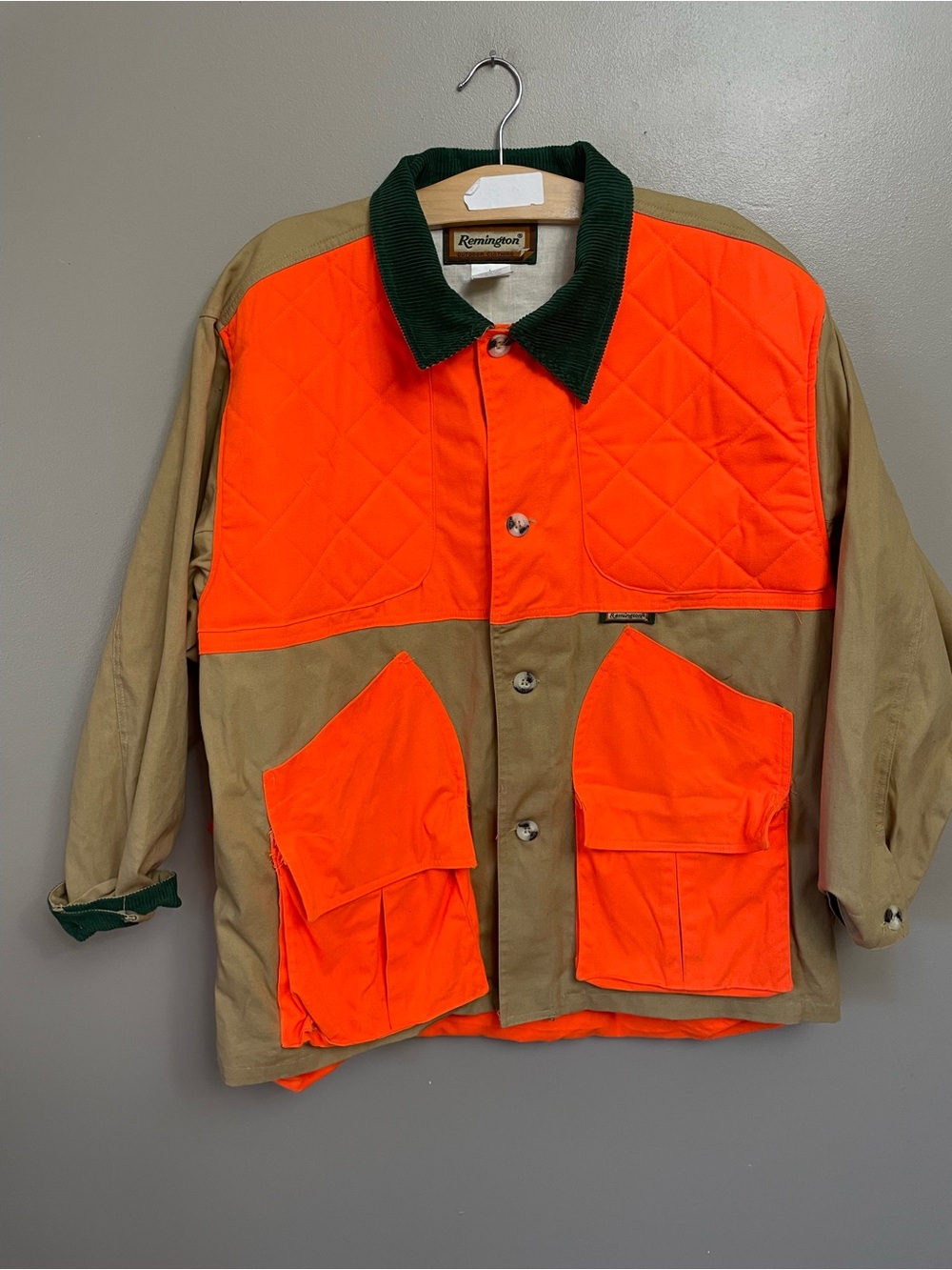 Remington Hunting Jacket Size Large Quilted Orange Blaze Canvas Utility Gorpcore